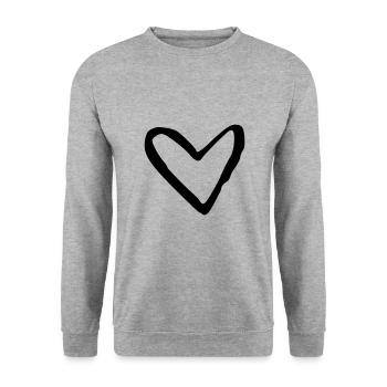 Heart Drawing Decoration Ornament - Unisex Sweatshirt - salt & pepper - Front - Alina (178cm) & Michal (187cm)
