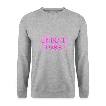 1983 geburtstag seltenes unikat rosa barcode - Unisex Pullover - Weißgrau meliert - Vorne - Alina (178cm) & Michal (187cm)