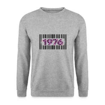 1976 Birthday unique pink leopard barcode - Unisex Sweatshirt - salt & pepper - Front - Alina (178cm) & Michal (187cm)
