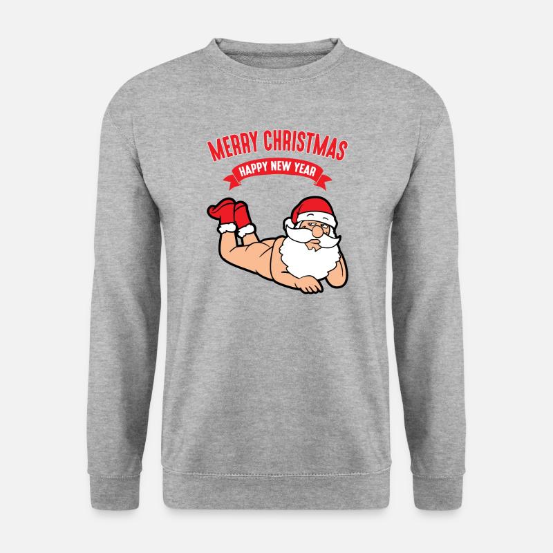 Weihnachten Weihnachtsmotiv Weihnachtsmann - Unisex Pullover - Weißgrau meliert