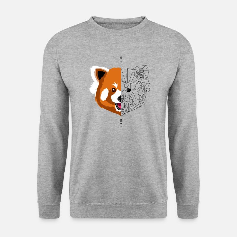 Minimalistischer roter Panda - Unisex Pullover - Weißgrau meliert