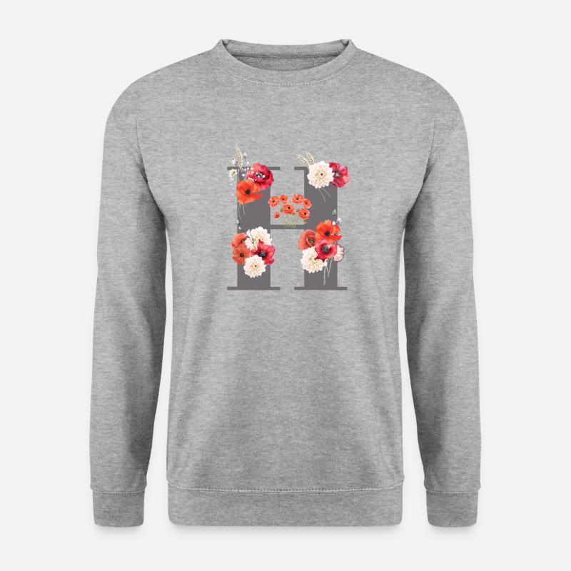 H aus Blüten - Unisex Pullover - Weißgrau meliert