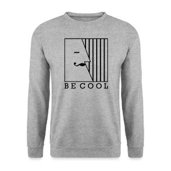 BE COOL - Vintage Mustache Face 1 - Sweat-shirt Unisexe - gris chiné - Devant - Alina (178cm) & Michal (187cm)