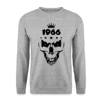 1966 Totenkopf - Unisex Pullover - Weißgrau meliert - Vorne - Alina (178cm) & Michal (187cm)