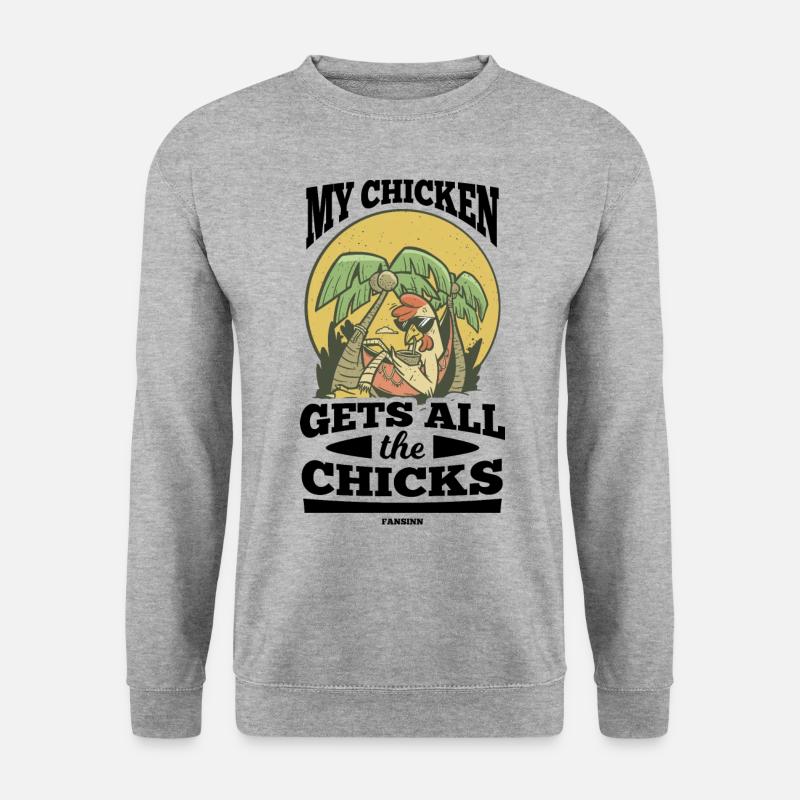 Huhn - Unisex Pullover - Weißgrau meliert