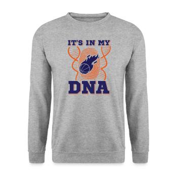 Basketball It's In My DNA Geschenkidee - Unisex Pullover - Weißgrau meliert - Vorne - Alina (178cm) & Michal (187cm)
