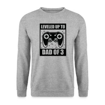 Le joueur de jeu Papa père a atteint le niveau de papa de 3 enfants - Sweat-shirt Unisexe - gris chiné - Devant - Alina (178cm) & Michal (187cm)