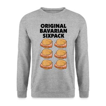 original bayrisches Sixpack - Sechsertragerl - Unisex Pullover - Weißgrau meliert - Vorne - Alina (178cm) & Michal (187cm)