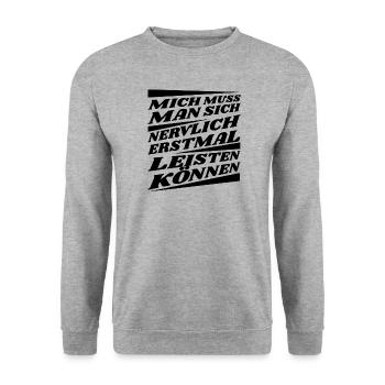 Lustiger Spruch Humor Geschenkidee Witzig Ironie - Unisex Pullover - Weißgrau meliert - Vorne - Alina (178cm) & Michal (187cm)