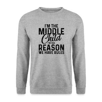 Familie Kinder Geschwister Lustig Geschenkidee - Unisex Pullover - Weißgrau meliert - Vorne - Alina (178cm) & Michal (187cm)