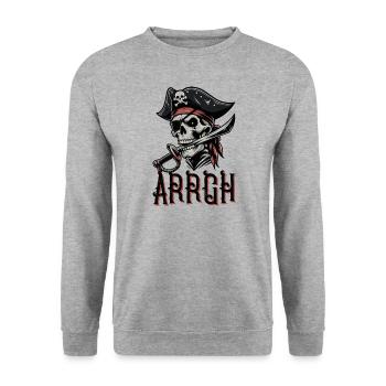 Halloween Piraten Spruch Outfit Kostüm Arrgh - Unisex Pullover - Weißgrau meliert - Vorne - Alina (178cm) & Michal (187cm)