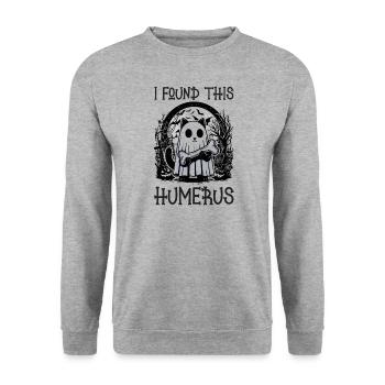 Halloween Katze Geist Humor Spruch Lustig - Unisex Pullover - Weißgrau meliert - Vorne - Alina (178cm) & Michal (187cm)