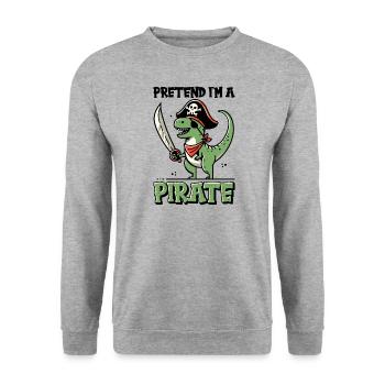 Halloween Pirate Saying Outfit Costume Dinosaur - Unisex Sweatshirt - salt & pepper - Front - Alina (178cm) & Michal (187cm)