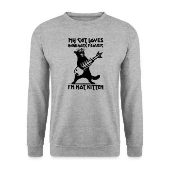 Cat Rock Music Humor Funny Gift Idea - Unisex Sweatshirt - salt & pepper - Front - Alina (178cm) & Michal (187cm)