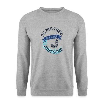 Je me tape des bars tout seul - Cadeau Humour Anni - Sweat-shirt Unisexe - gris chiné - Devant - Alina (178cm) & Michal (187cm)