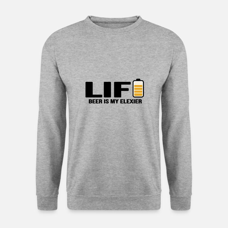 Bier Biergarten Trinkspruch "beer elexier" - Unisex Pullover - Weißgrau meliert