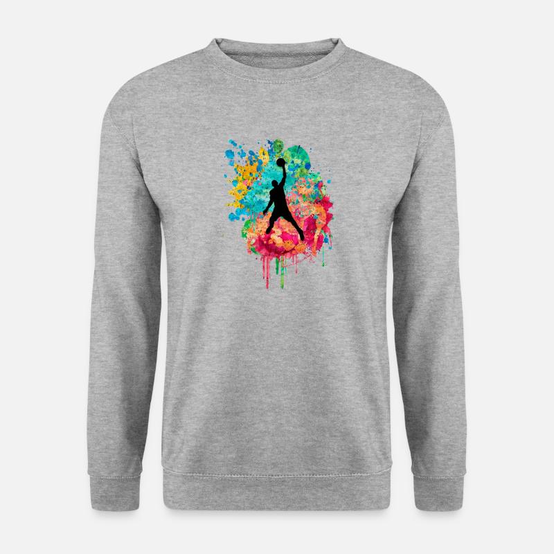 Basketballspieler - PopArt - Unisex Pullover - Weißgrau meliert