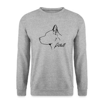 American Pitbull Profil Hunde Hund Wilsigns - Unisex Pullover - Weißgrau meliert - Vorne - Alina (178cm) & Michal (187cm)