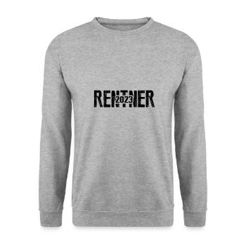 Rentner 2023, Pensionär, Endlich im Ruhestand! - Unisex Pullover - Weißgrau meliert - Vorne - Alina (178cm) & Michal (187cm)