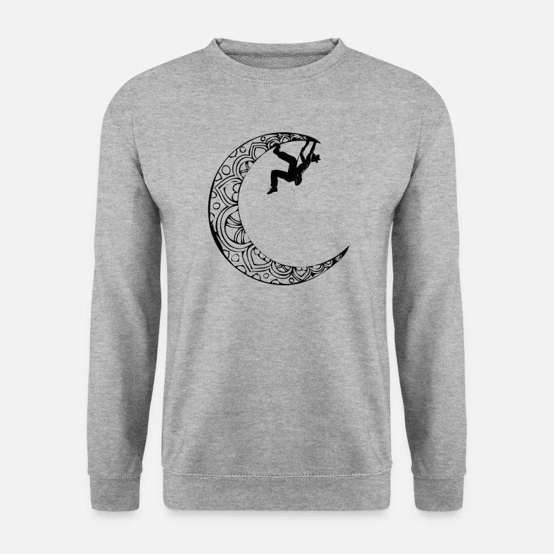Klettern auf dem Mond - Klettererin auf dem Mond - Unisex Pullover - Weißgrau meliert