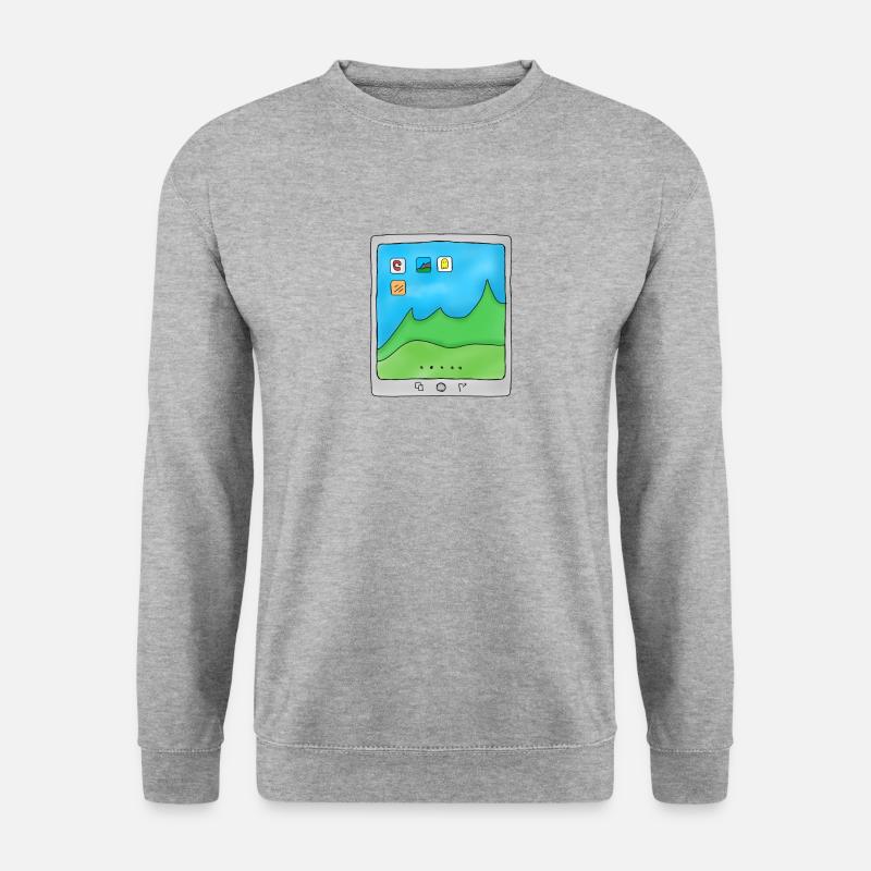 Tablette Handy Smartphone Logo Design Grafik Bild - Unisex Pullover - Weißgrau meliert