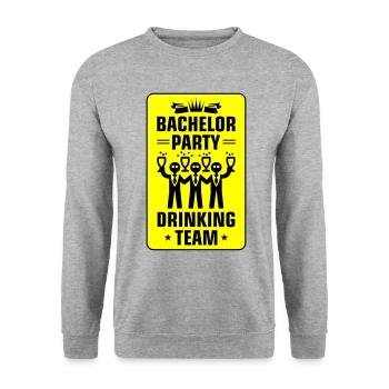 Enterrement de vie de garçon Équipe de beuverie Jga - Sweat-shirt Unisexe - gris chiné - Devant - Alina (178cm) & Michal (187cm)