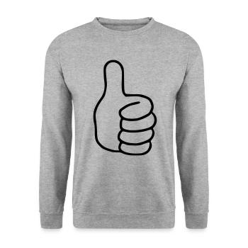 Emoji thumbs high sketch black - Unisex Sweatshirt - salt & pepper - Front - Alina (178cm) & Michal (187cm)