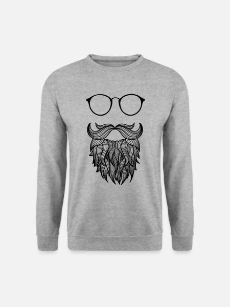 Bärtige Mustage Bart Frisur Mann Barber Spruch - Unisex Pullover - Weißgrau meliert