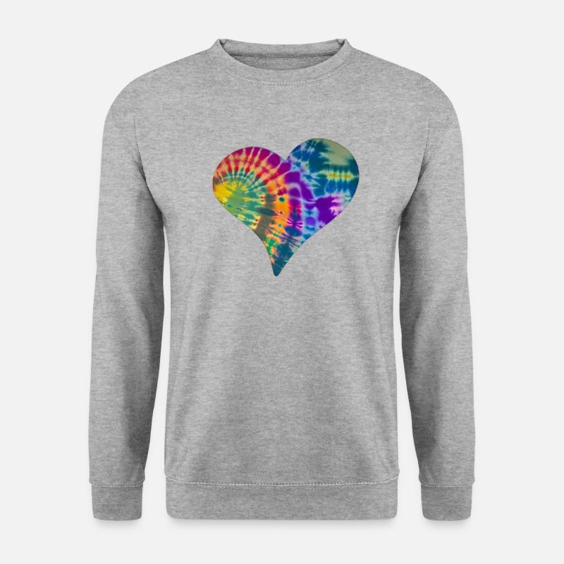 Tie Dye Herz - Unisex Pullover - Weißgrau meliert