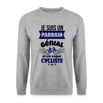 Parrain génial et super cycliste Vélo Cyclisme - Sweat-shirt Unisexe - gris chiné - Devant - Alina (178cm) & Michal (187cm)