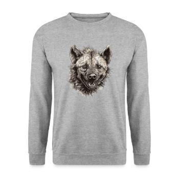 Hyena Hyena Head Wild Africa Wilderness - Unisex Sweatshirt - salt & pepper - Front - Alina (178cm) & Michal (187cm)