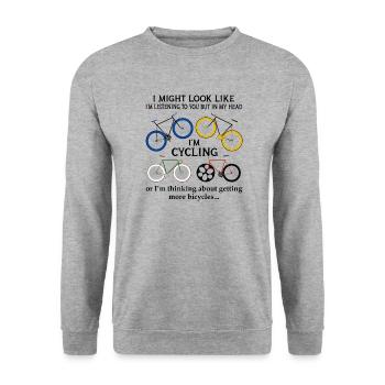 Cycling I Might Look Like I'm Listening To You - Unisex Sweatshirt - salt & pepper - Front - Alina (178cm) & Michal (187cm)