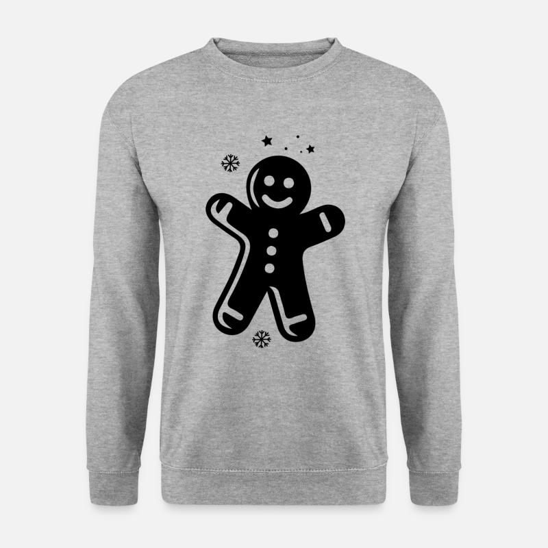 Lebkuchenmann Weihnachten - Unisex Pullover - Weißgrau meliert