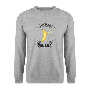 Statement: First class Banana - Color - Unisex Sweatshirt - salt & pepper - Front - Alina (178cm) & Michal (187cm)