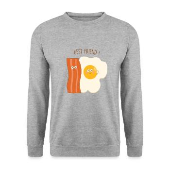 beste freunde - Unisex Pullover - Weißgrau meliert - Vorne - Alina (178cm) & Michal (187cm)