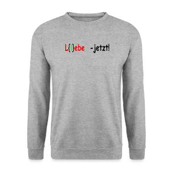 Liebe jetzt rot sw - Unisex Pullover - Weißgrau meliert - Vorne - Alina (178cm) & Michal (187cm)