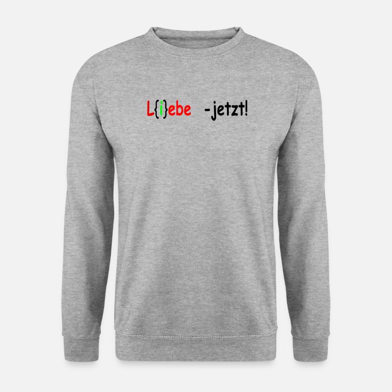 Liebe jetzt rot sw - Unisex Pullover - Weißgrau meliert