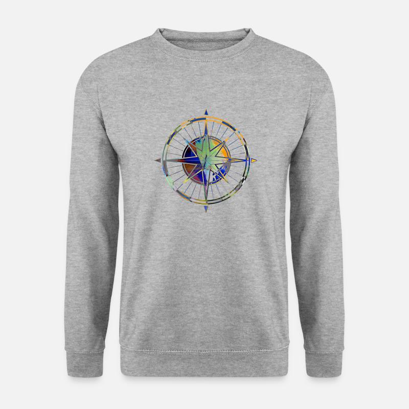 kompass,segeln,bunt,graffiti,malerei - Unisex Pullover - Weißgrau meliert