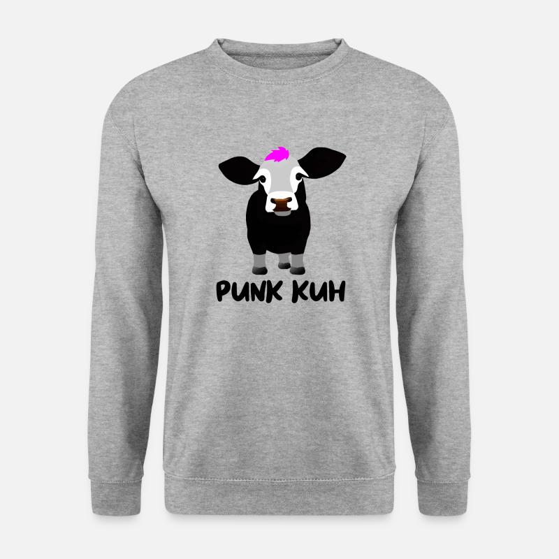 Punk Kuh - Unisex Pullover - Weißgrau meliert