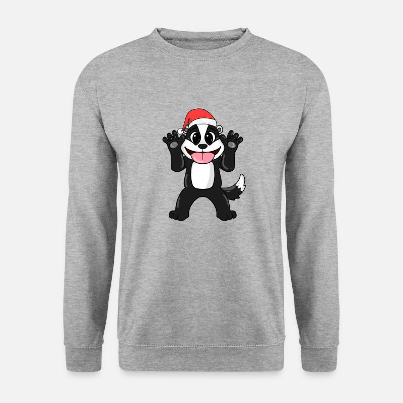 Stinktier Weihnachten - Unisex Pullover - Weißgrau meliert
