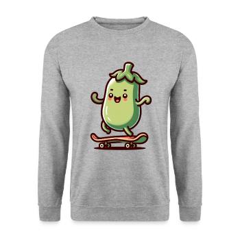 Custom Apparel Accessoires Shop - Unisex Pullover - Weißgrau meliert - Vorne - Alina (178cm) & Michal (187cm)