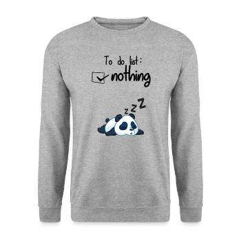 The list of things to do: nothing. Sleeping panda - Unisex Sweatshirt - salt & pepper - Front - Alina (178cm) & Michal (187cm)