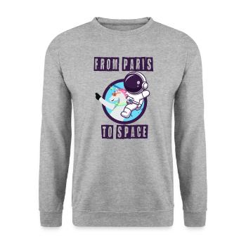 From Paris to space unicorn with astronaut - Unisex Sweatshirt - salt & pepper - Front - Alina (178cm) & Michal (187cm)
