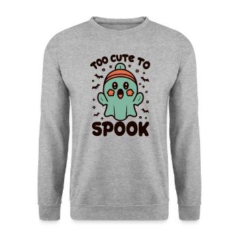 Too Cute to Spook : Bezaubernder Schreck. - Unisex Pullover - Weißgrau meliert - Vorne - Alina (178cm) & Michal (187cm)