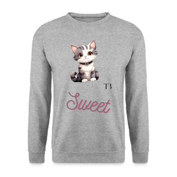 Cute Cat - Unisex Sweatshirt - salt & pepper - Front - Alina (178cm) & Michal (187cm)