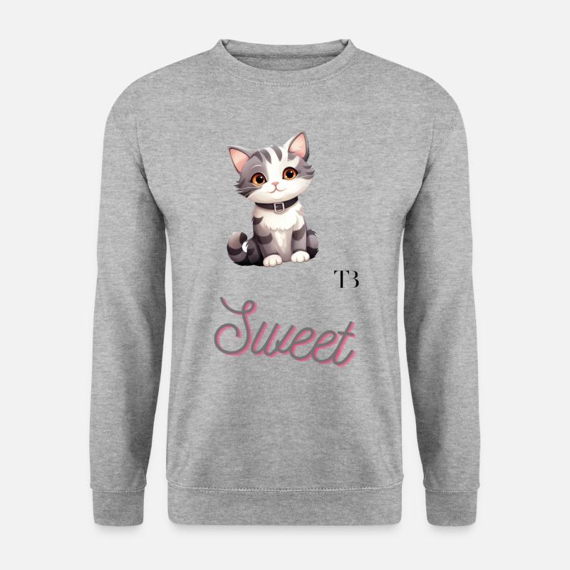 Süsse Katze - Unisex Pullover - Weißgrau meliert