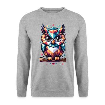 Polygon Eule geometrisch - Unisex Pullover - Weißgrau meliert - Vorne - Alina (178cm) & Michal (187cm)