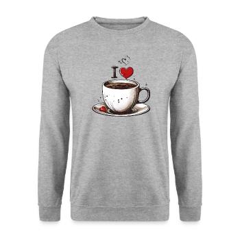 Loving coffee enjoyment - Unisex Sweatshirt - salt & pepper - Front - Alina (178cm) & Michal (187cm)