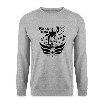 Salsa Dura salsa danse shirt - Sweat-shirt Unisexe - gris chiné - Devant - Alina (178cm) & Michal (187cm)