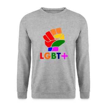 Lgbt - Unisex Pullover - Weißgrau meliert - Vorne - Alina (178cm) & Michal (187cm)